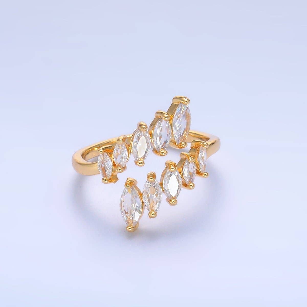 24K Gold Filled Marquise CZ Wrap Claw Ring | O551