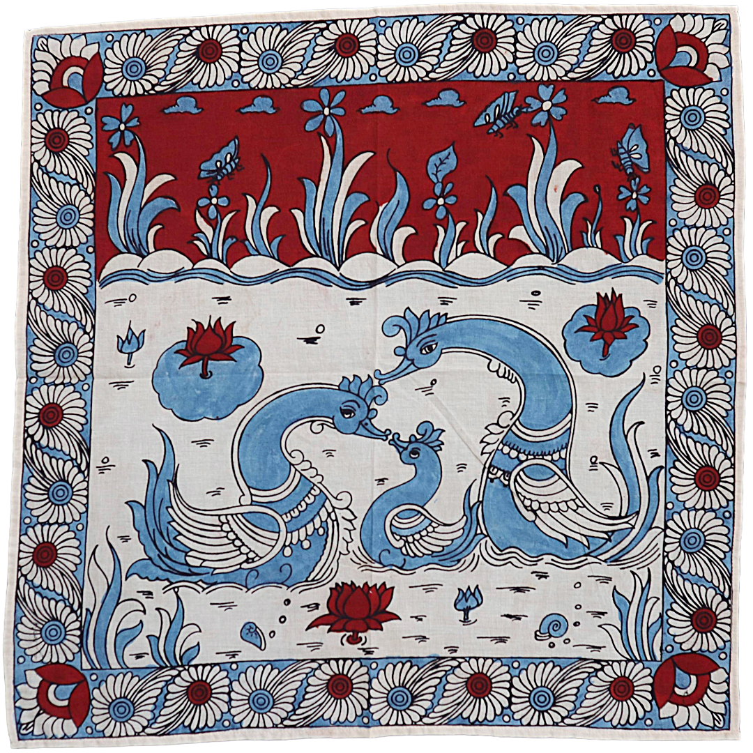 Red Lotus Swan - Limited Hand Painted Cotton Bandana