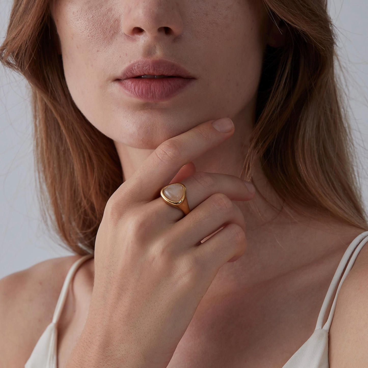 Pink Rose Quartz Natural Crystal Ring