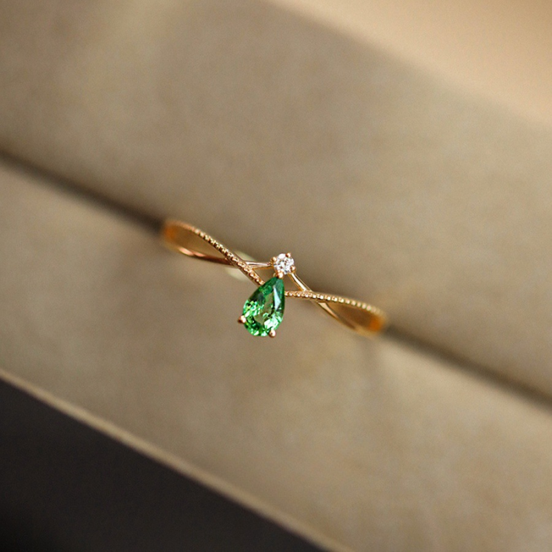 Green Gemstone Tiara Stacking Ring