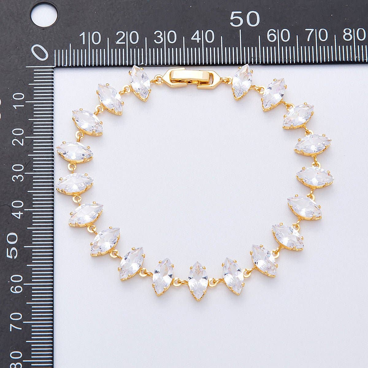 18K Gold Filled 10mm Clear Marquise CZ Tennis Chain 8 Inch Bracelet | WA-04193