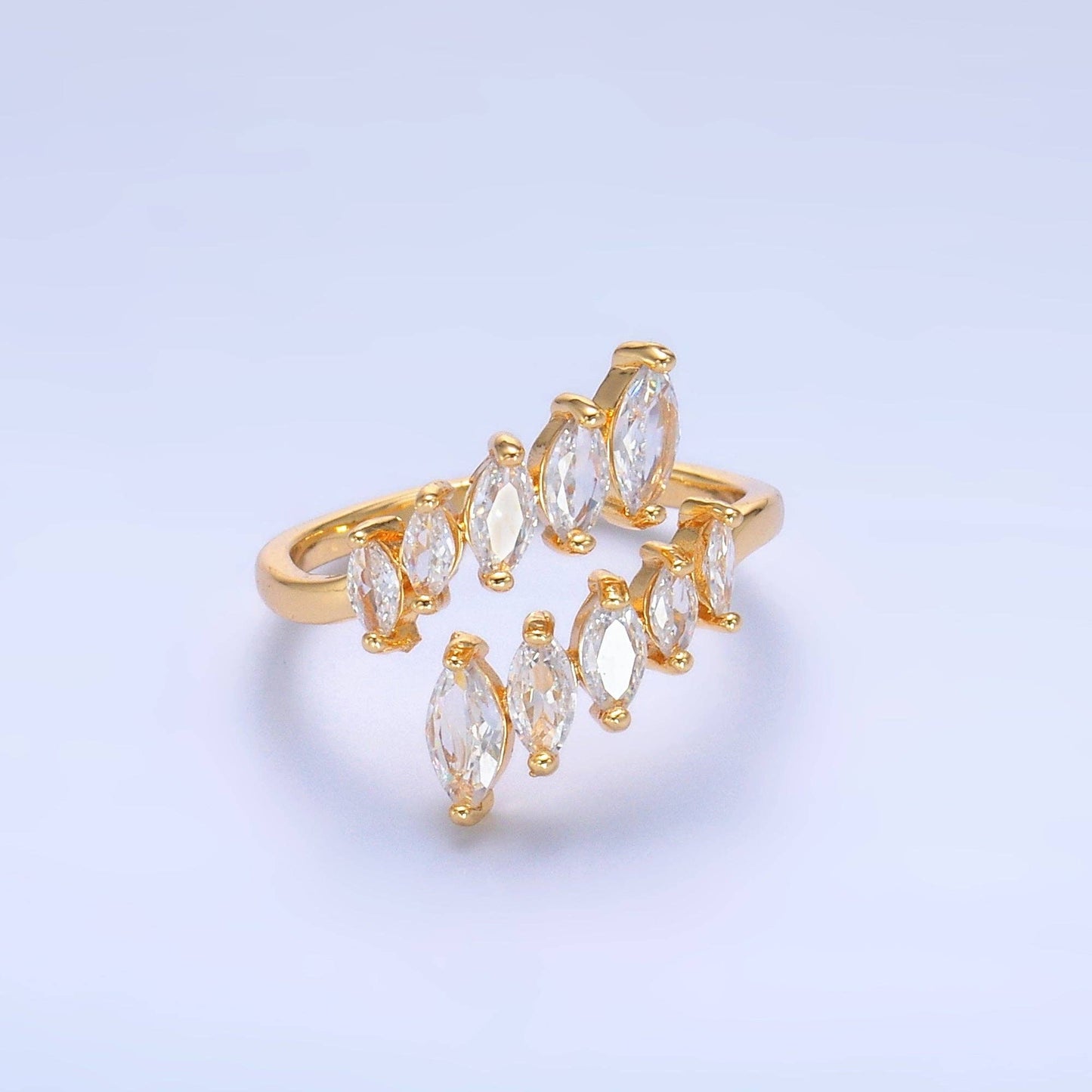 24K Gold Filled Marquise CZ Wrap Claw Ring | O551
