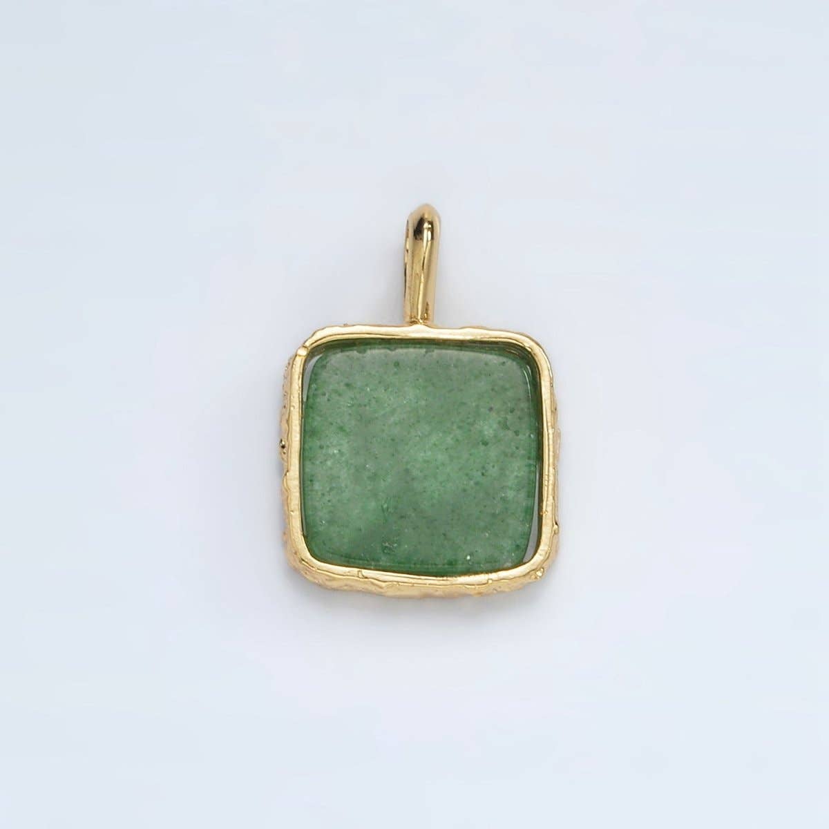 24K Gold Filled 18mm Square Natural Gemstone Foil Pendant | AA1358-AA1364