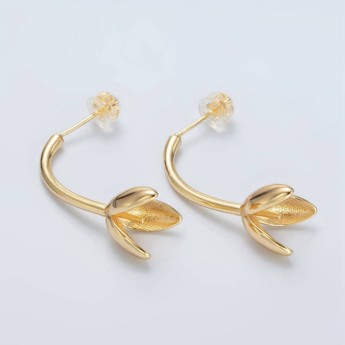 24K Gold Filled Flower Tulip Drop Stud Earrings | Q386