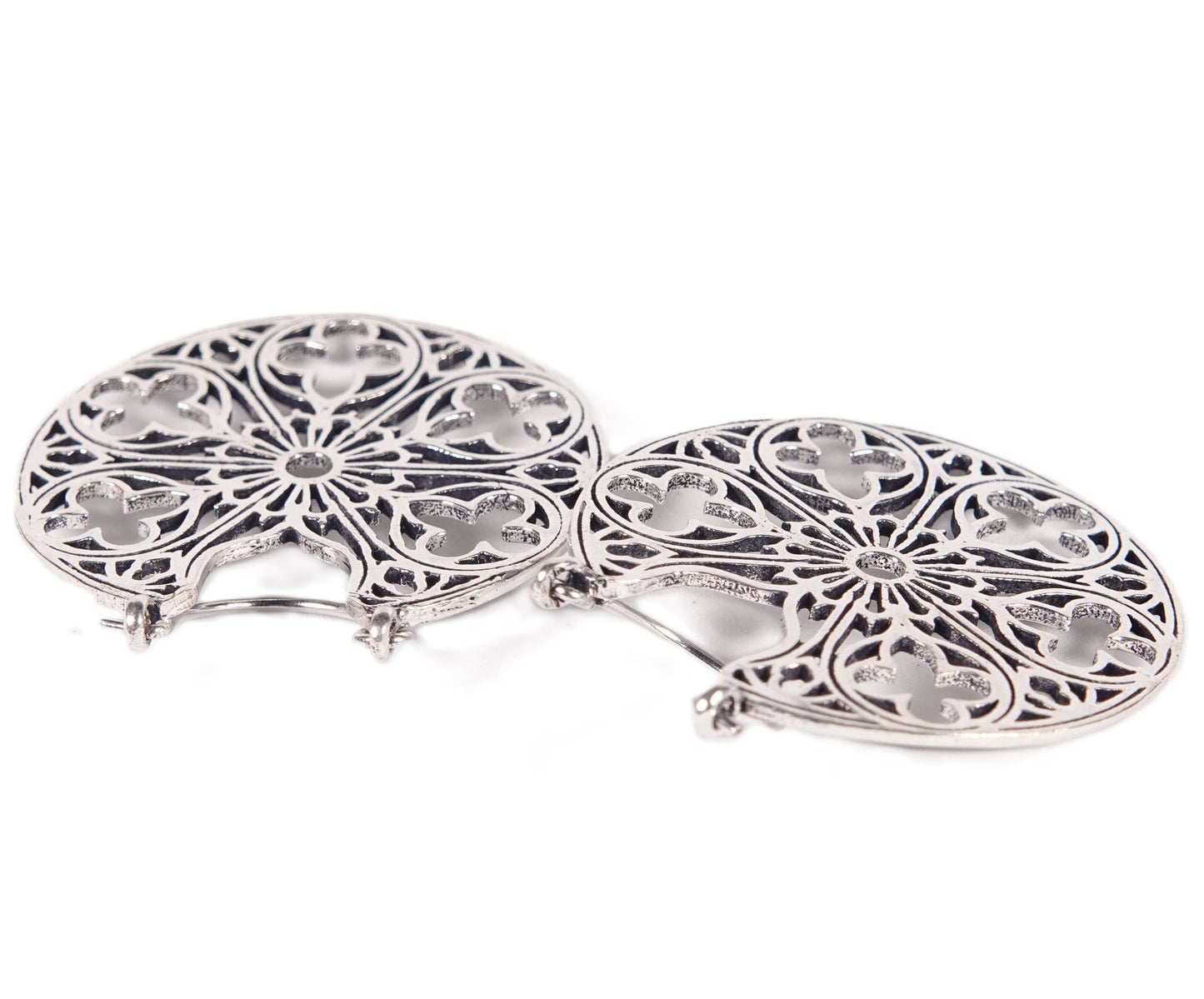 Circular floral pattern Earrings of Golden and Silver Color