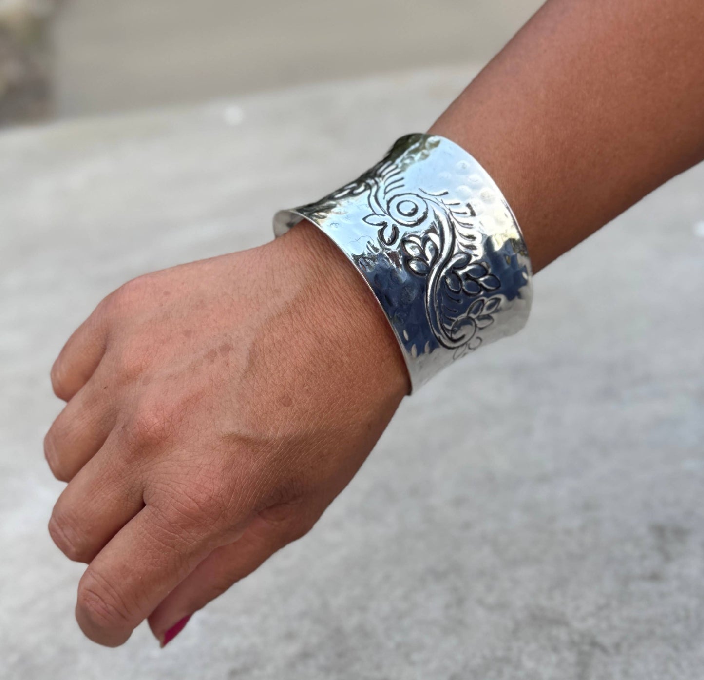 Handcrafted Floral Cuff Bracelet Bohemian Hippie Ethnic