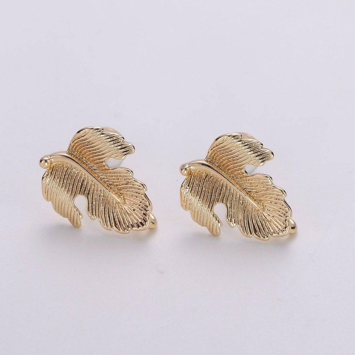 1 Pair Golden Leaf Gold Filled Studs - L015