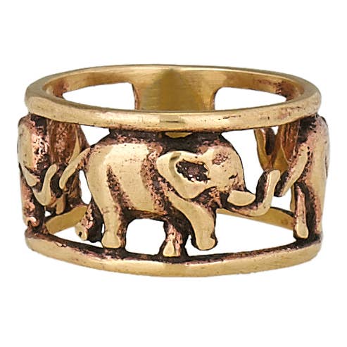 Trunk to Trunk Bronze Elephant Ring