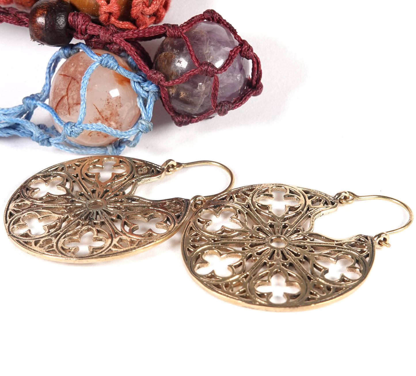 Circular floral pattern Earrings of Golden and Silver Color