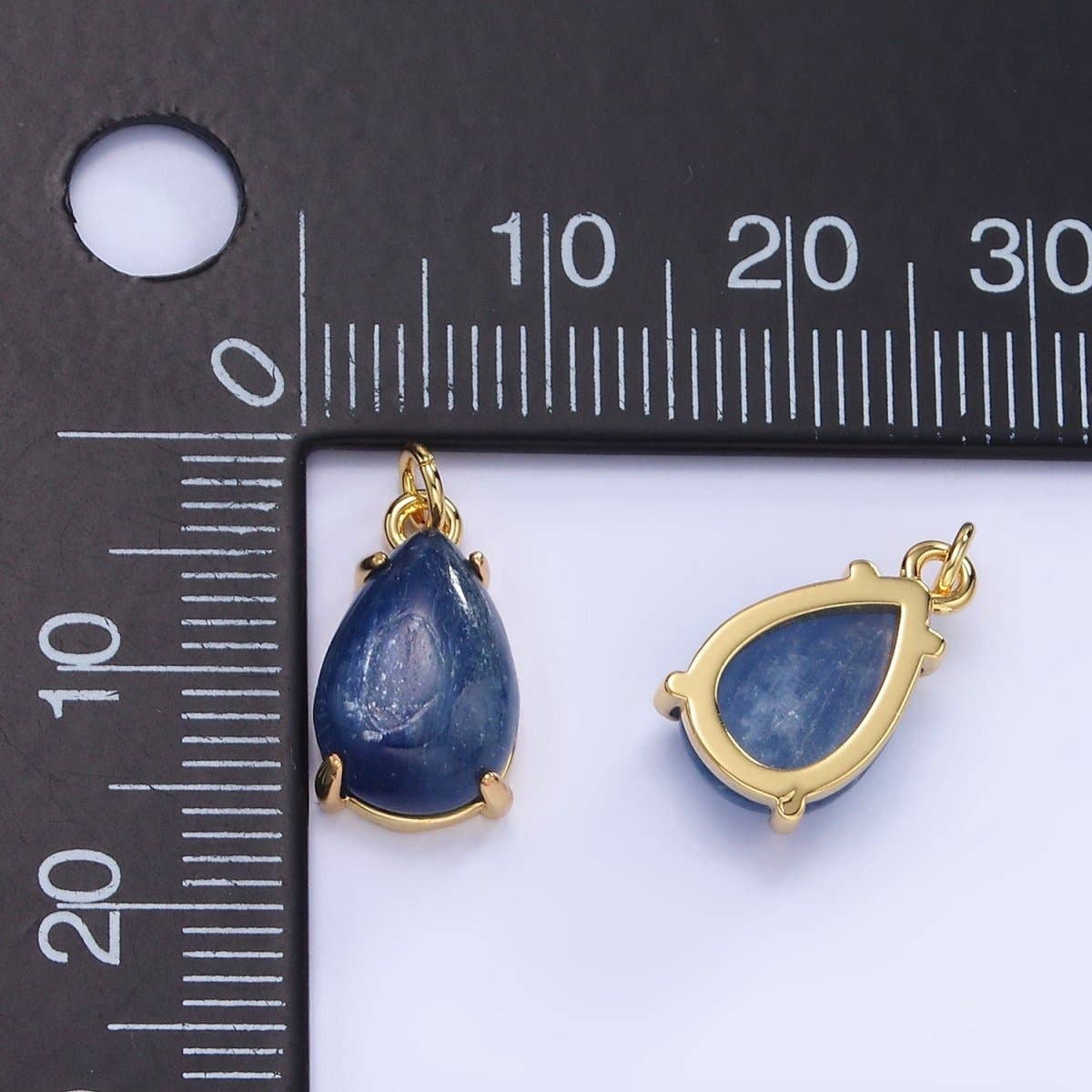 14K Gold Filled 15mm Blue Kyanite Gemstone Teardrop Charm | AG751