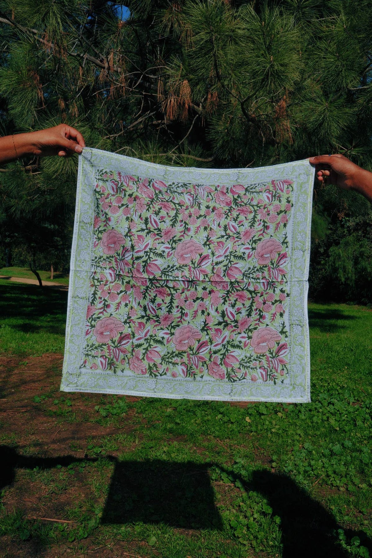 Spring Rose Garden - Block Printed Cotton Bandana (KK1556)