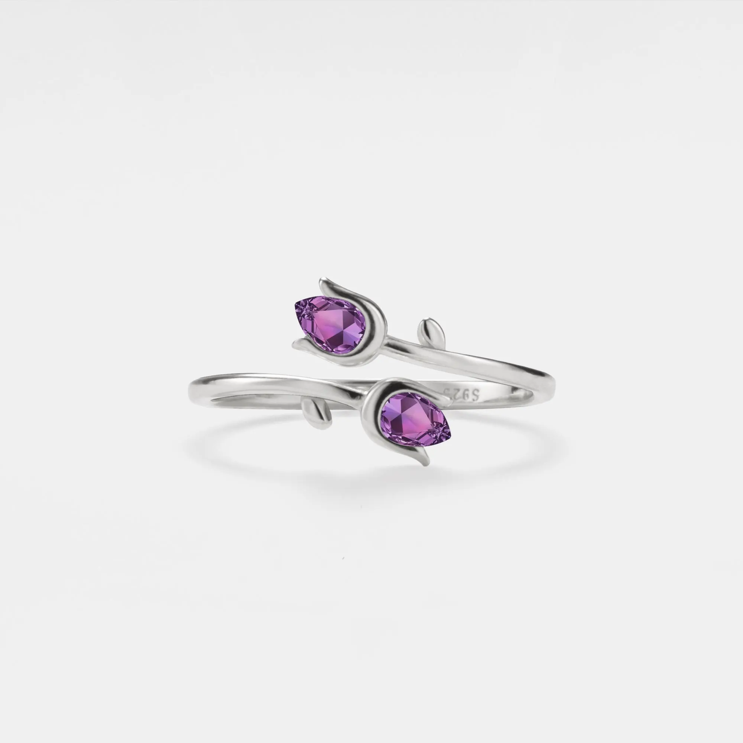 Amethyst Tulip Flower Stacking Ring
