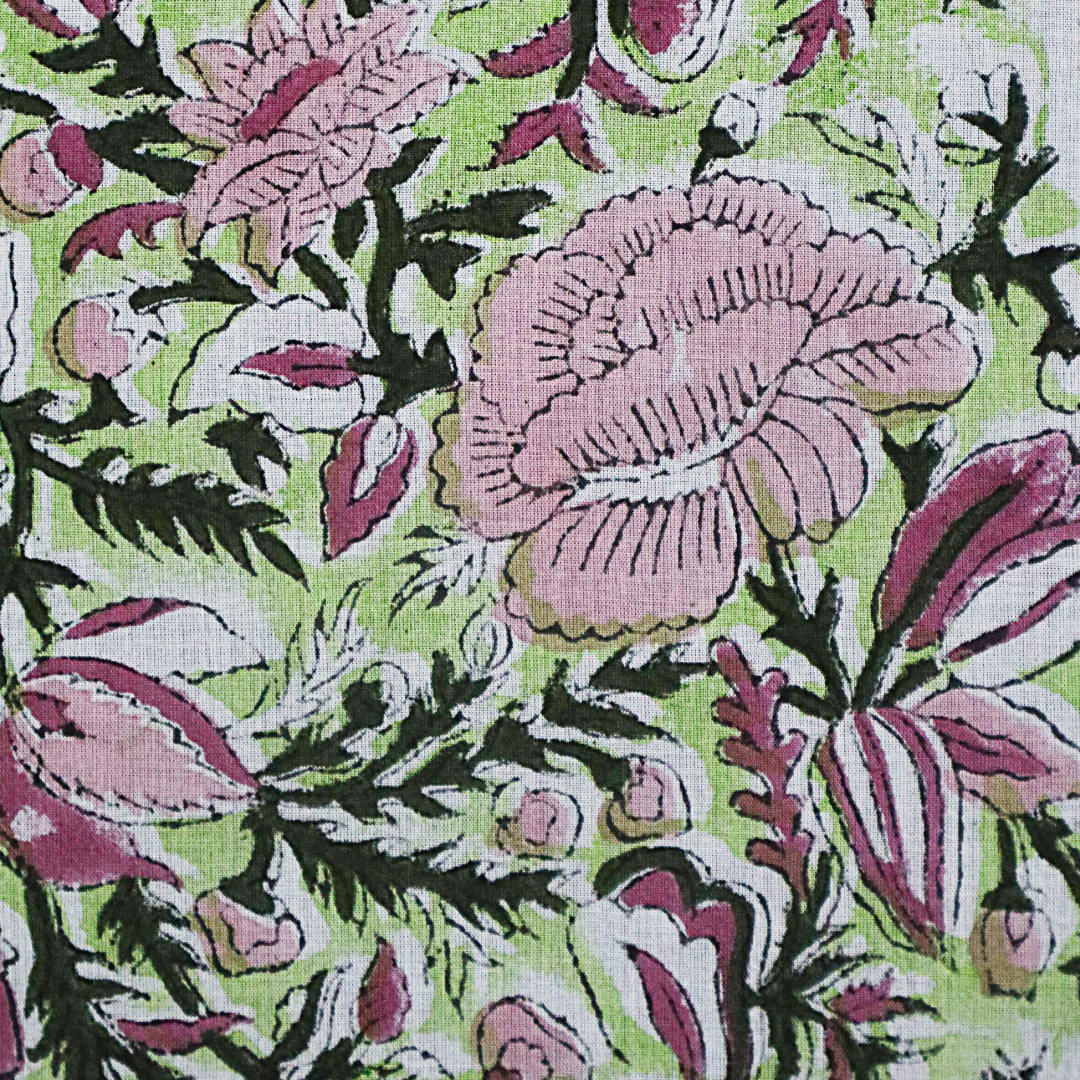 Spring Rose Garden - Block Printed Cotton Bandana (KK1556)
