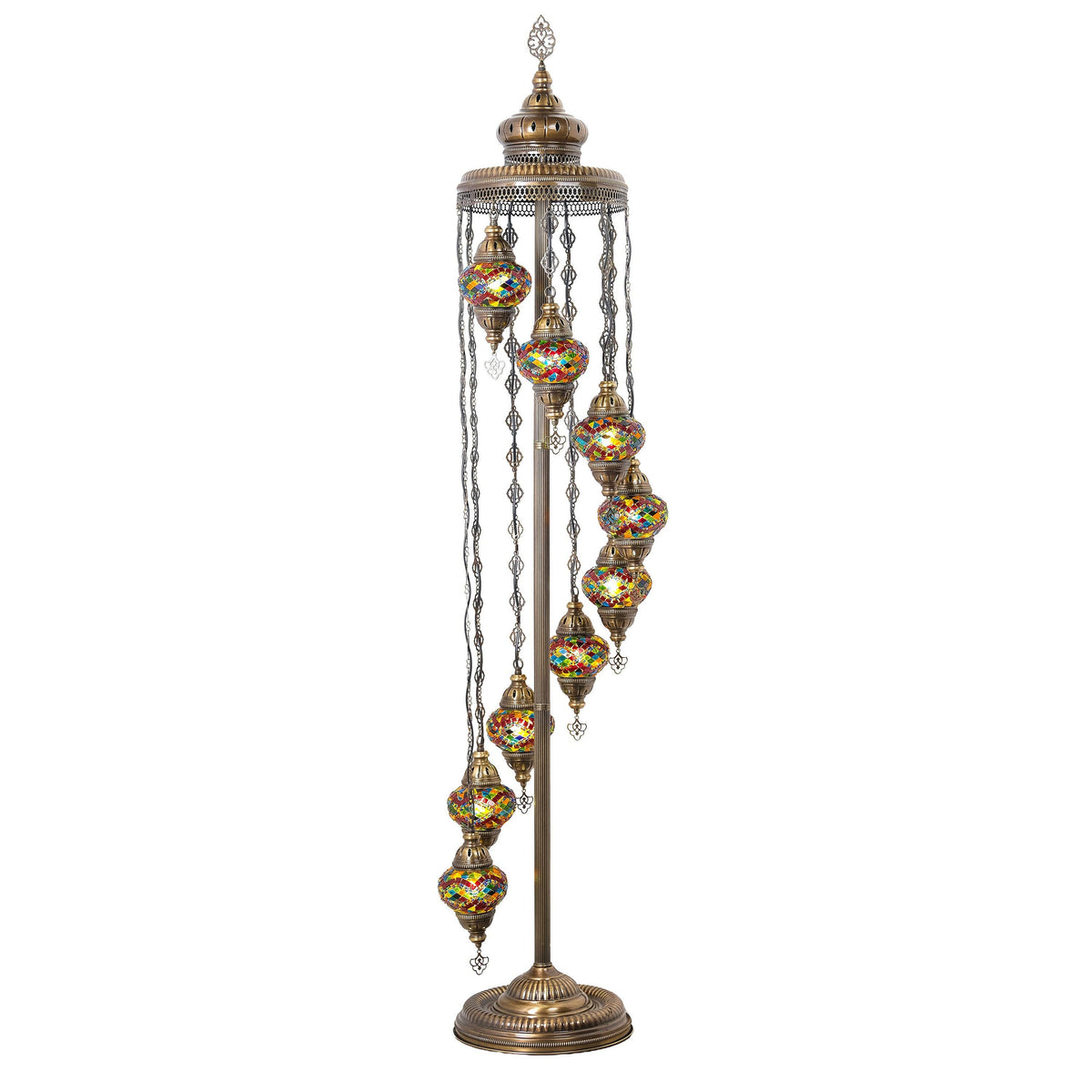 9-Globe Turkish Mosaic Floor Lamp (Rainbow)