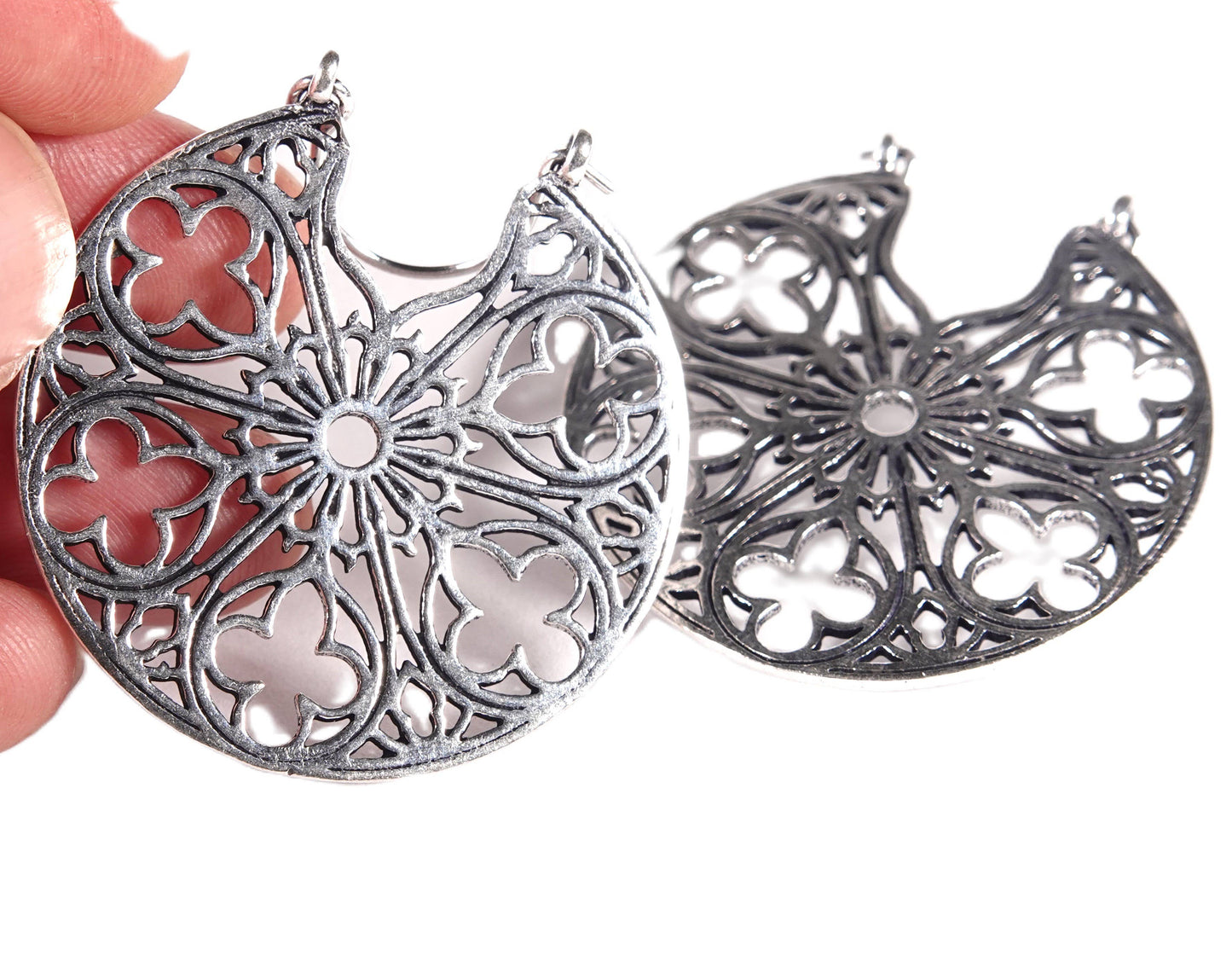 Circular floral pattern Earrings of Golden and Silver Color