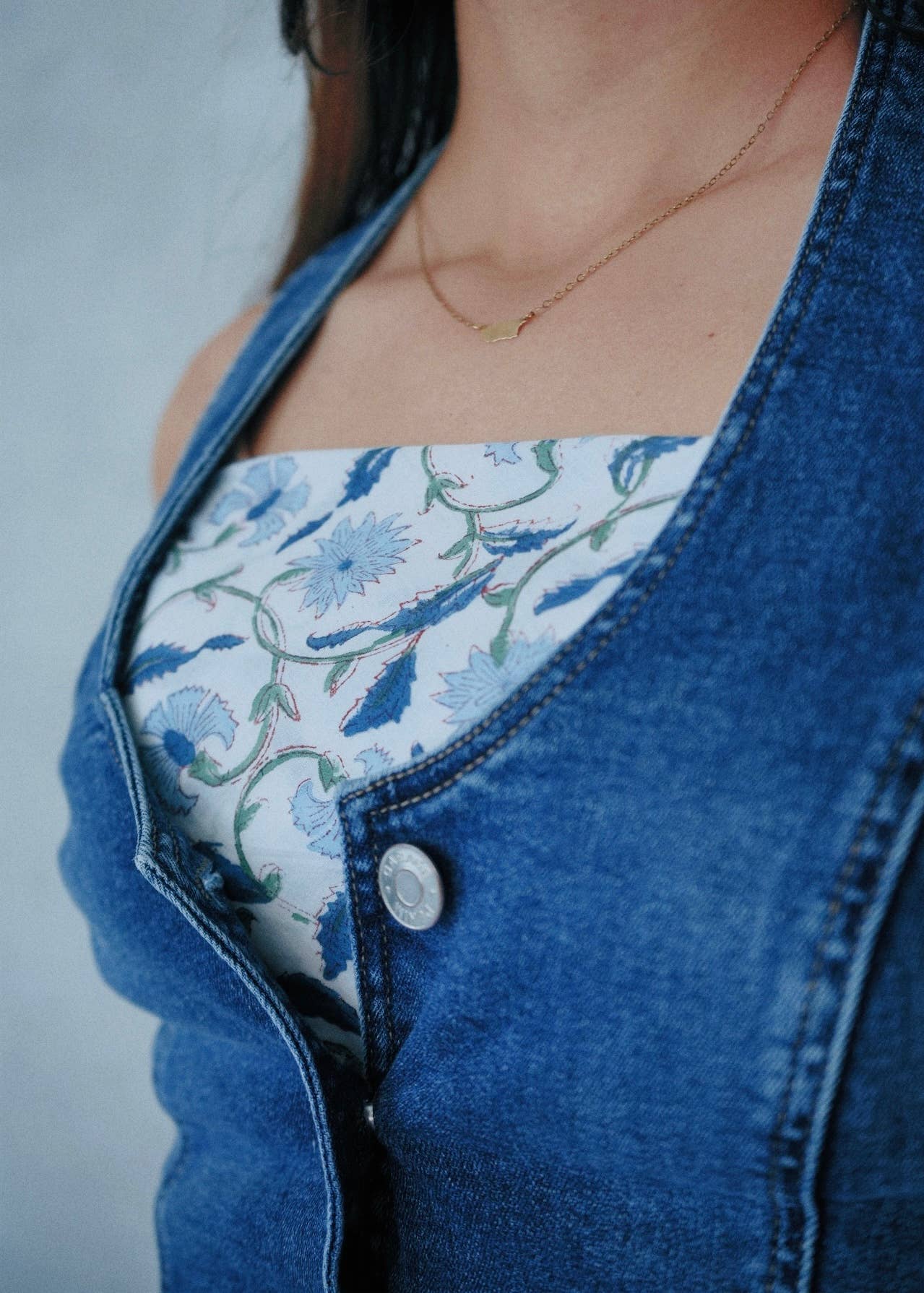 Blue Bell - Hand Block Print Cotton Bandana (KK1517)