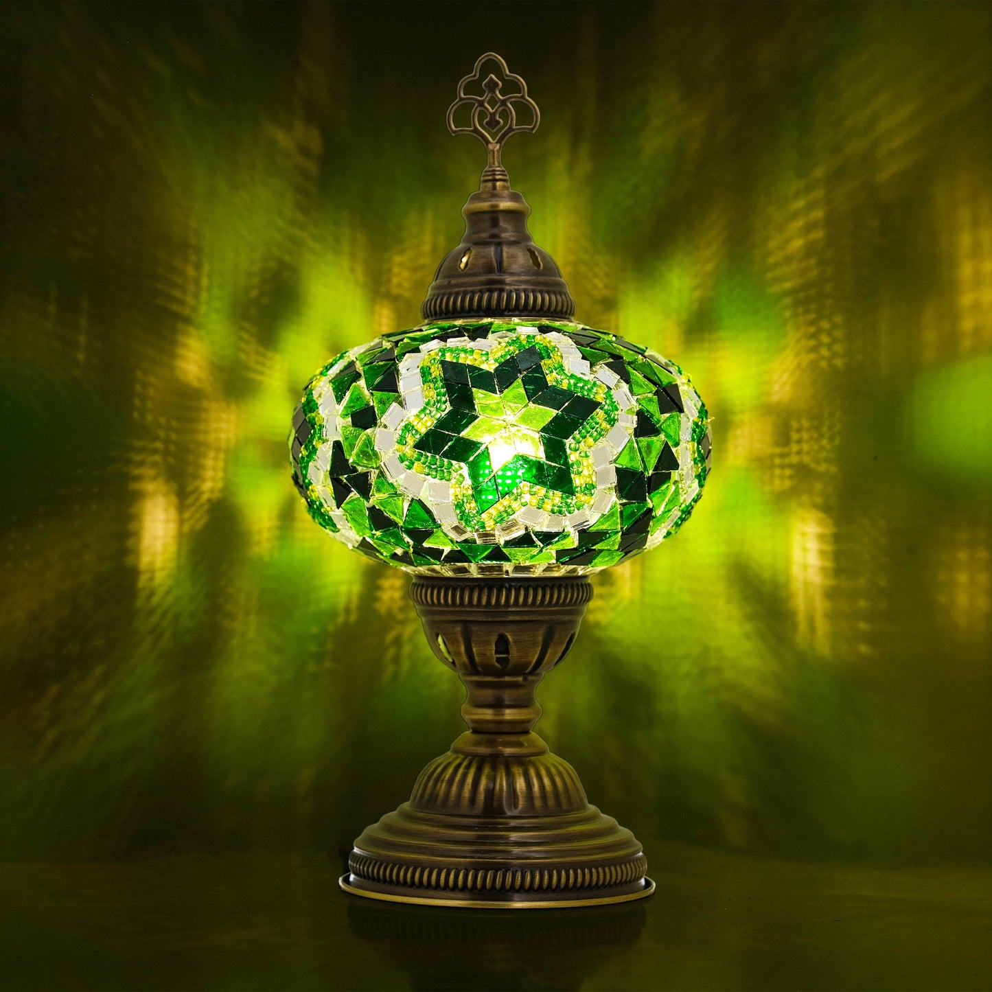 Handmade Turkish Mosaic Table Lamp Green