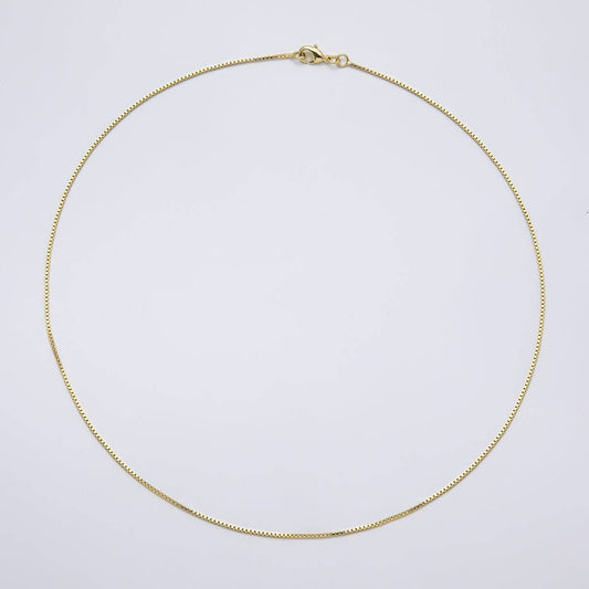 14K Gold Filled 1mm Minimalist Box Chain 18 Inch, 20 Inch Necklace | WA-04275 - WA-04276