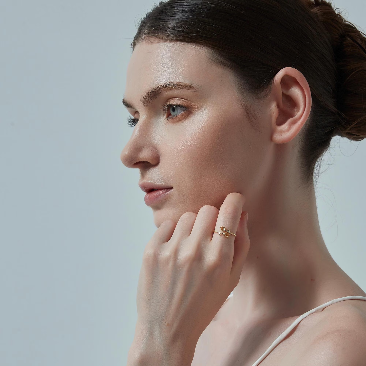 Citrine Tulip Flower Bypass Ring
