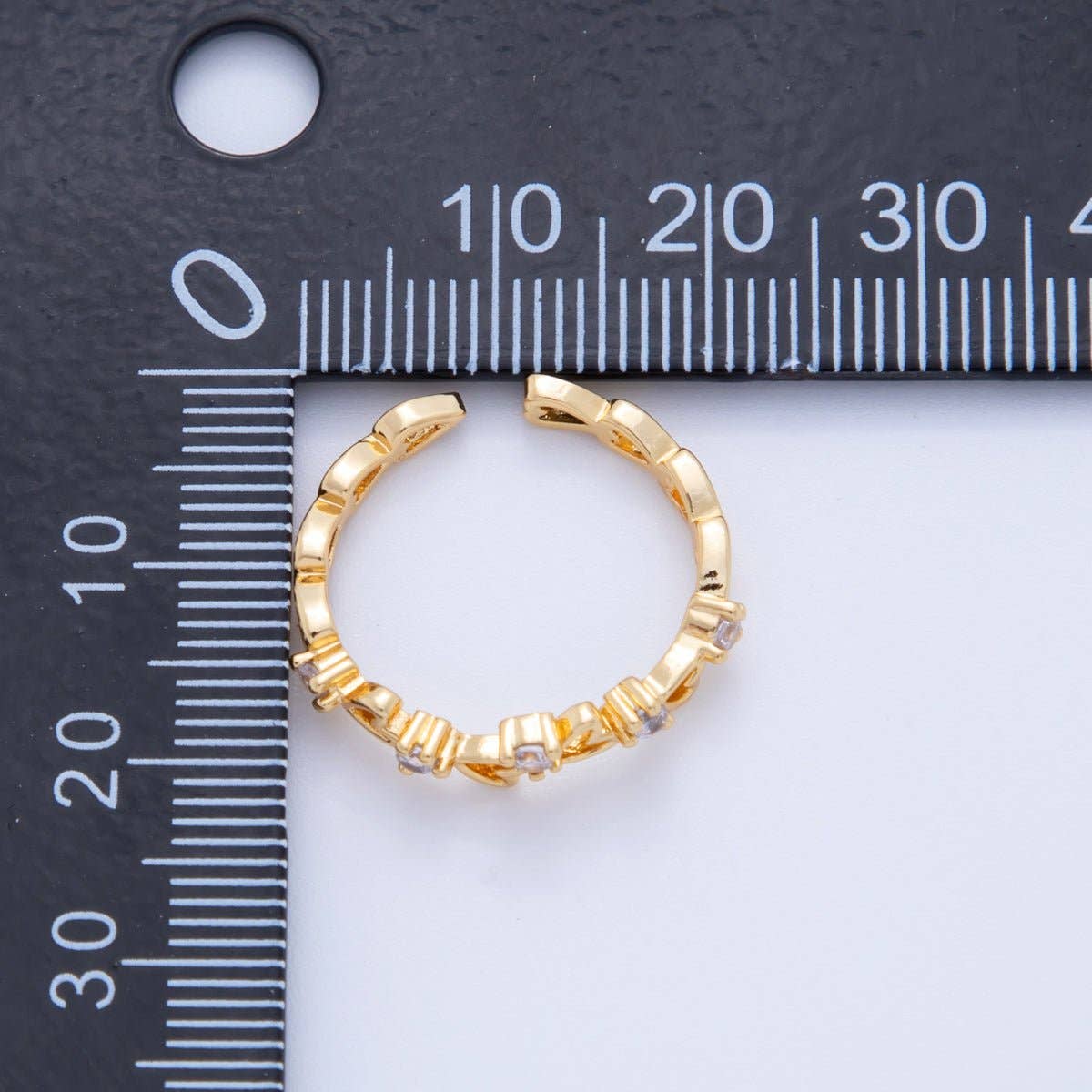 18K Gold Filled Clear CZ Open Heart Thin Ring | O1784