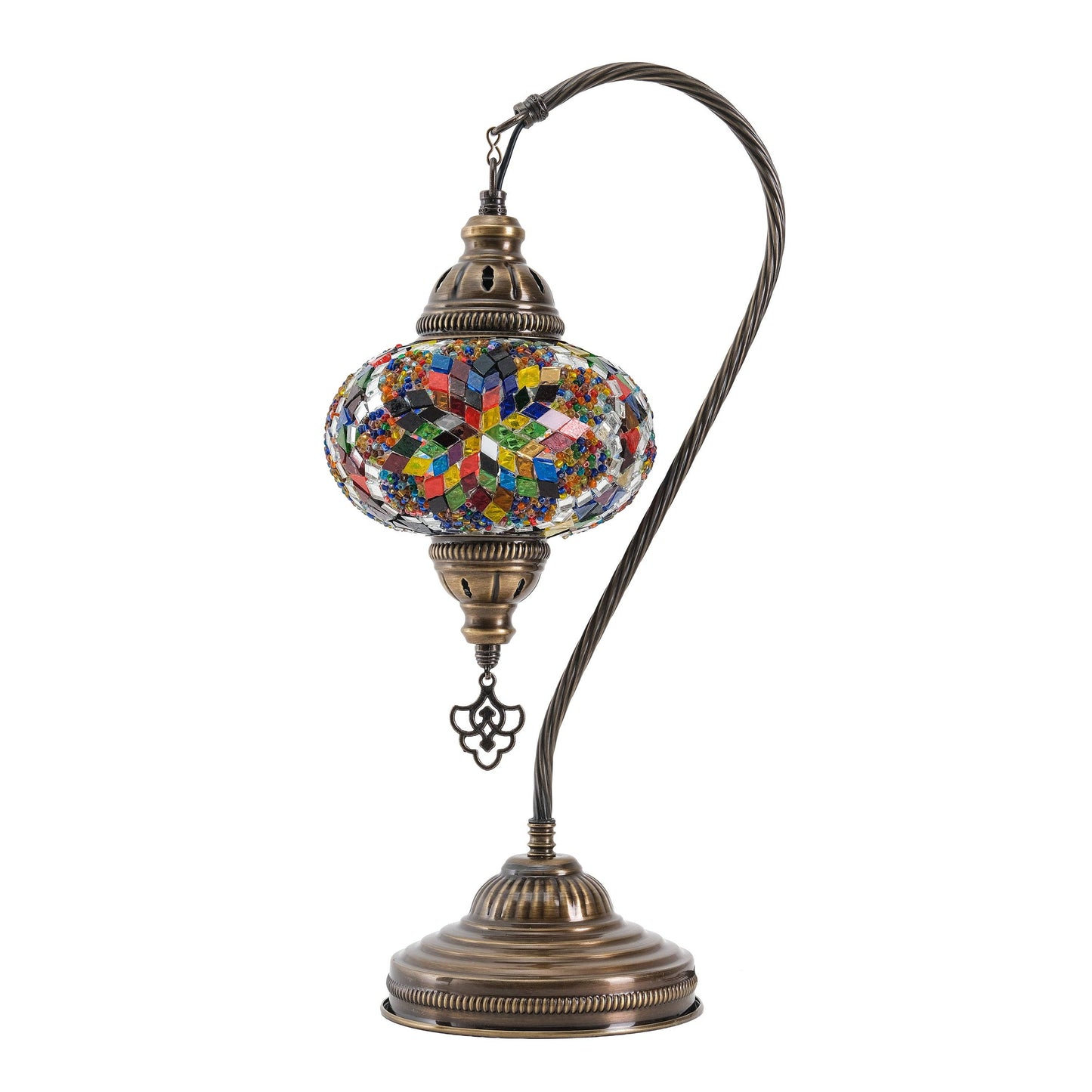 Handmade Turkish Mosaic Swan Table Lamp Multicolor