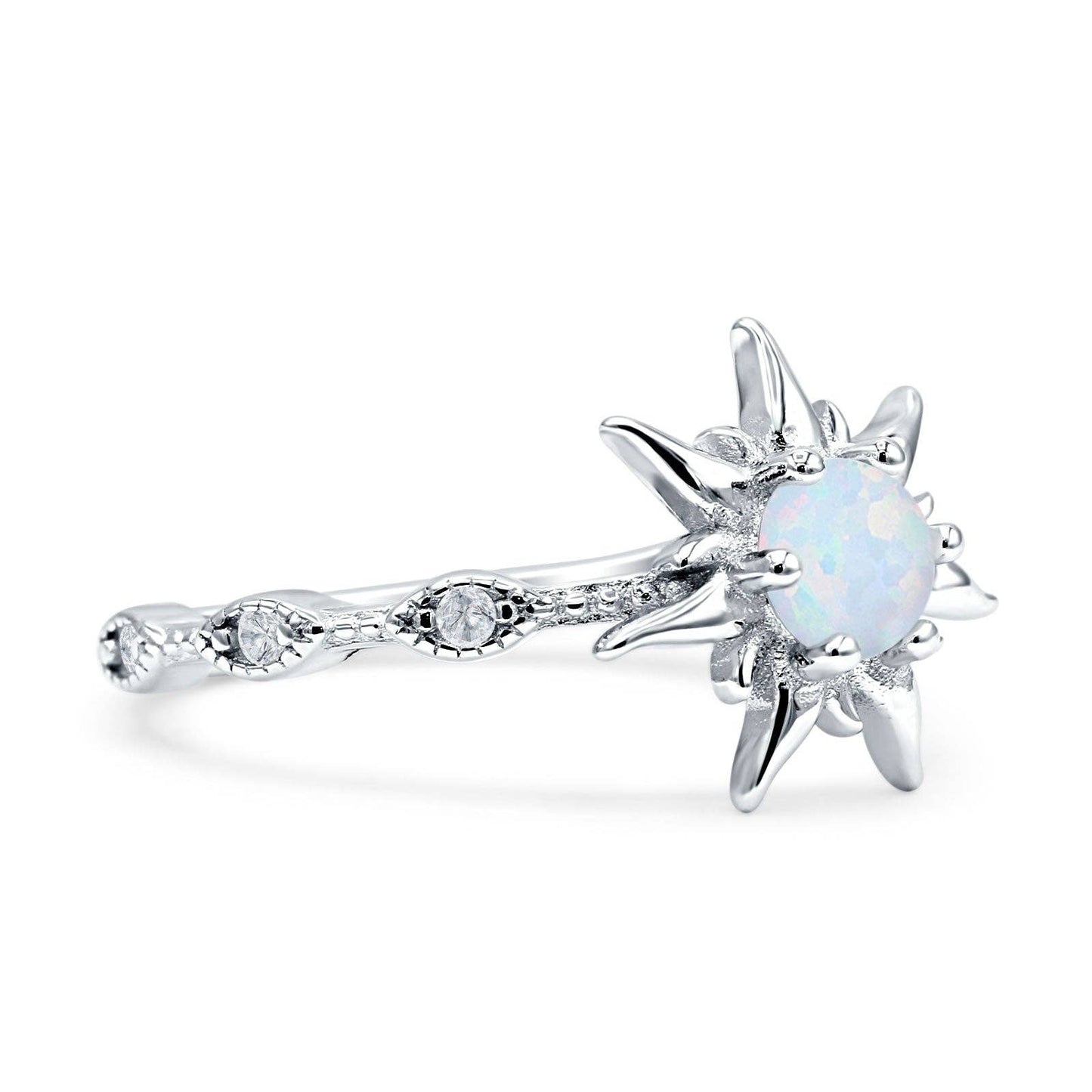 Sun Ring Round White Opal