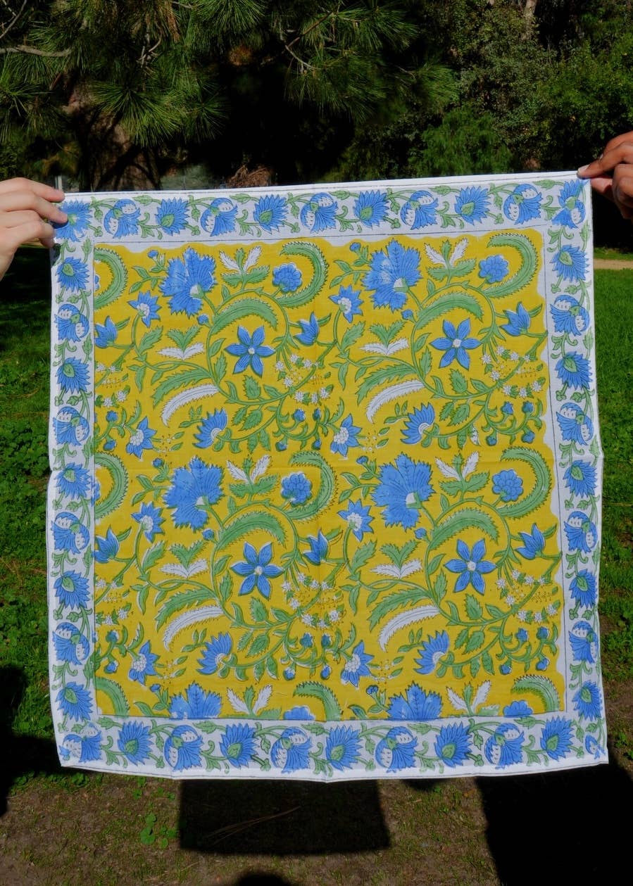 Blue Lotus Trail - Block Printed Cotton Band (KK1542)