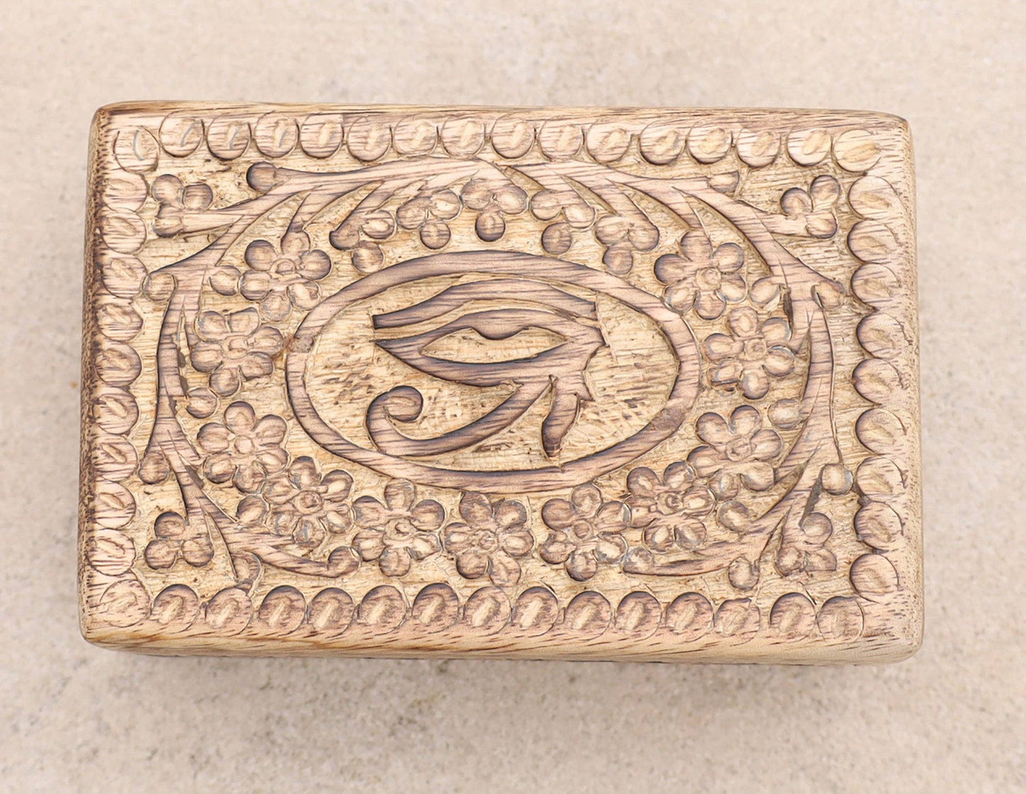 Egyptian Eye of Horus Hand Carved Jewelry Trinket Keepsake W