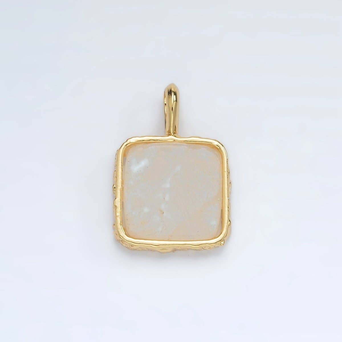 24K Gold Filled 18mm Square Natural Gemstone Foil Pendant | AA1358-AA1364
