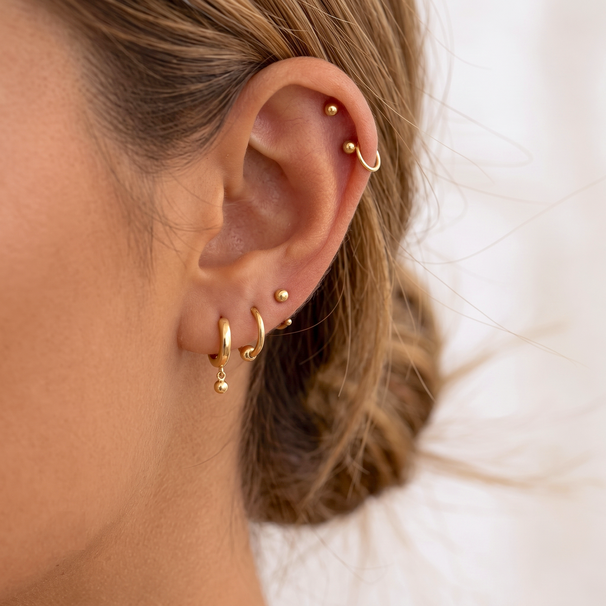 Sole Ball Hoop Earrings - Gold