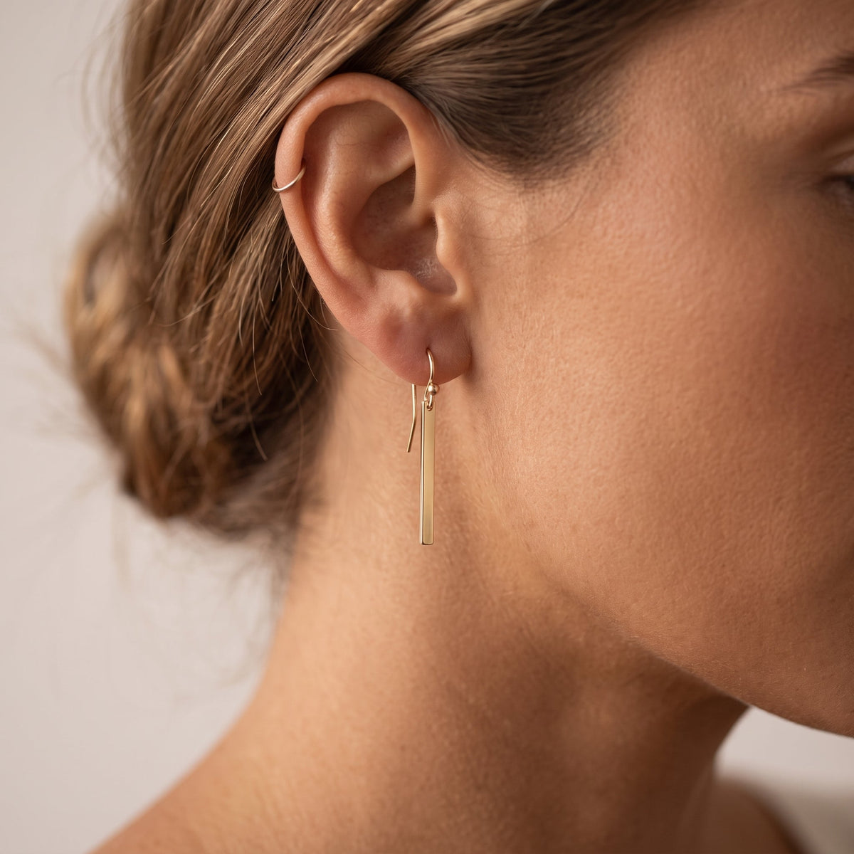 Sleek Bar Drop Earrings - Silver