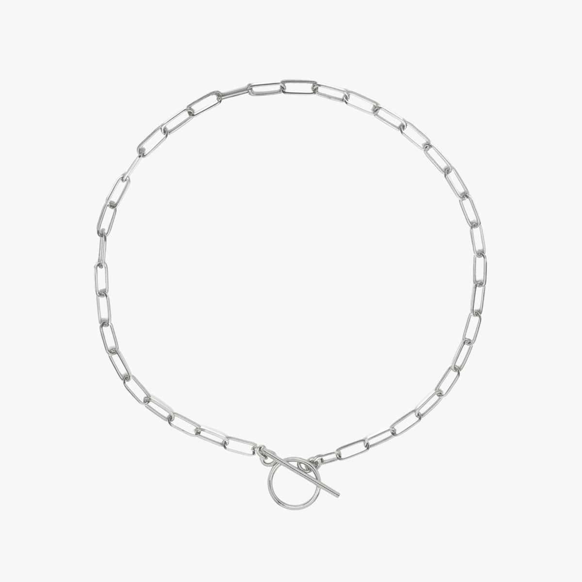 Paper Clip Chain Toggle Bracelet - Silver