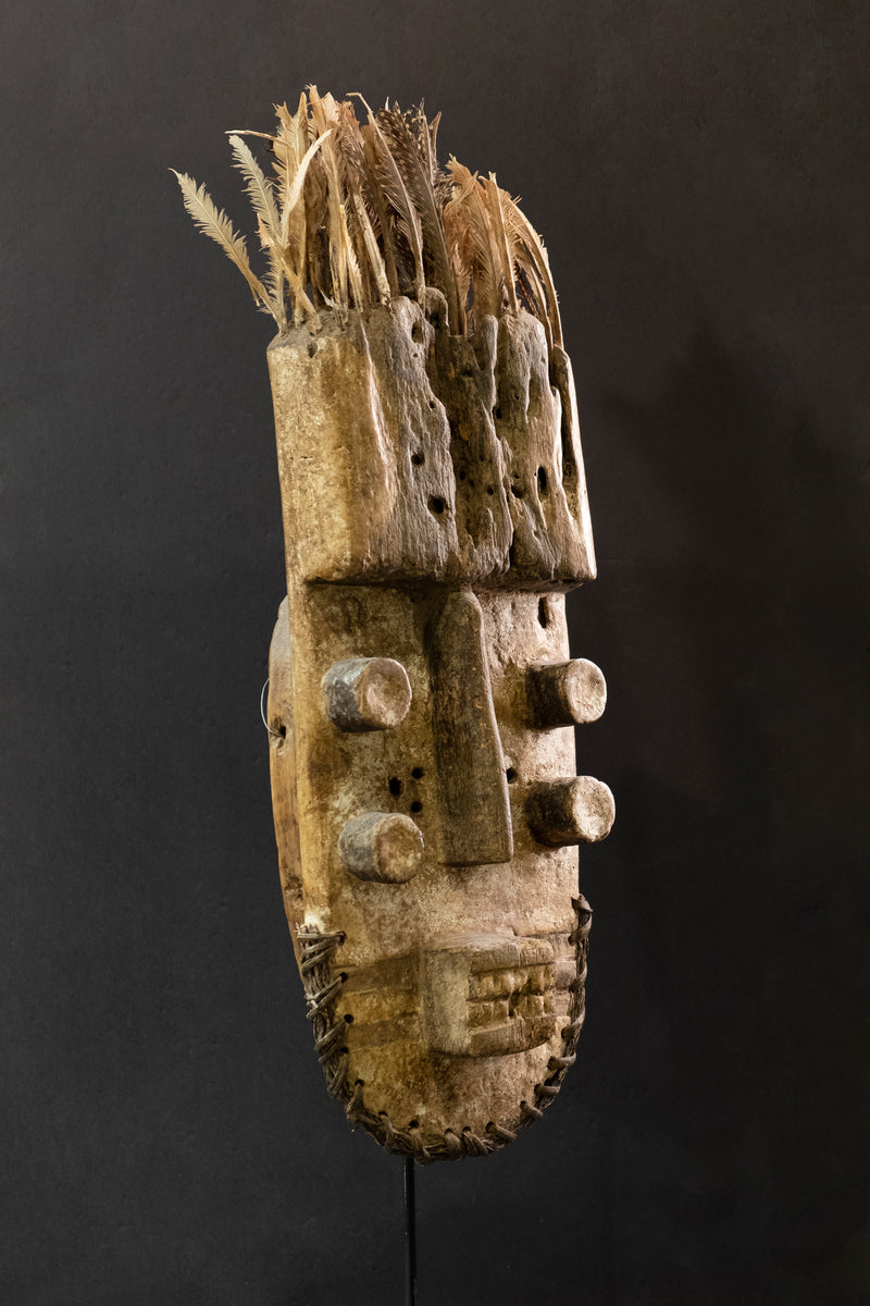 Grebo War Mask with Feathers