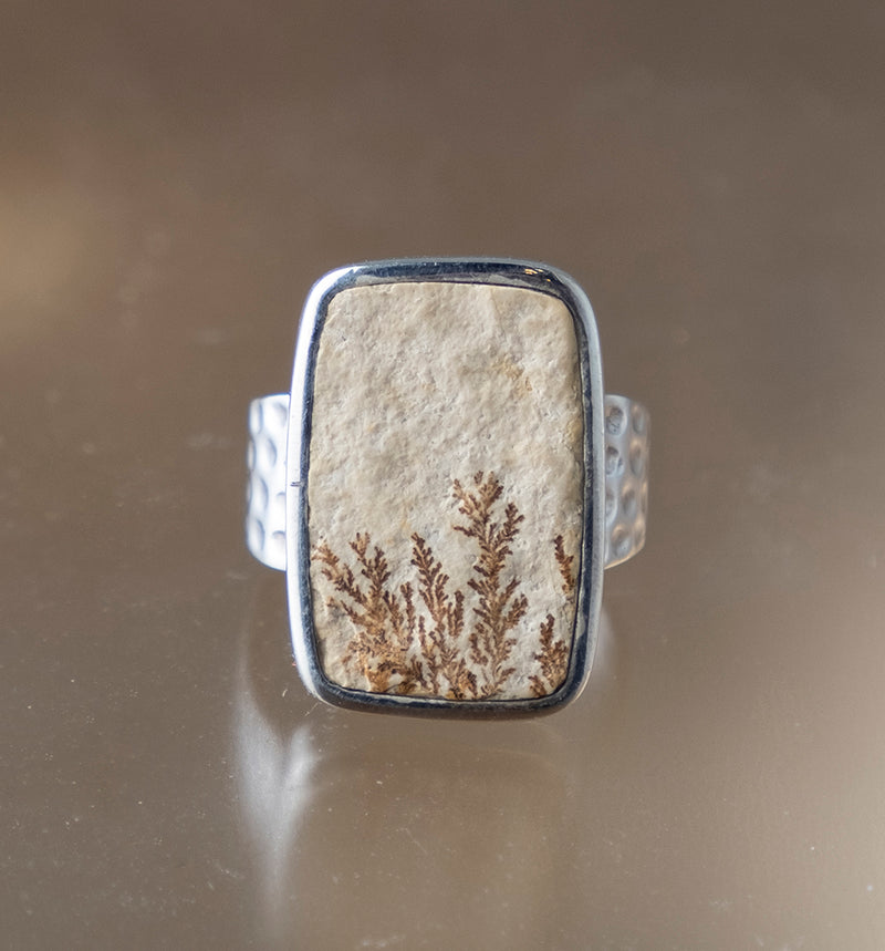 Rectangle Psilomelane Ring