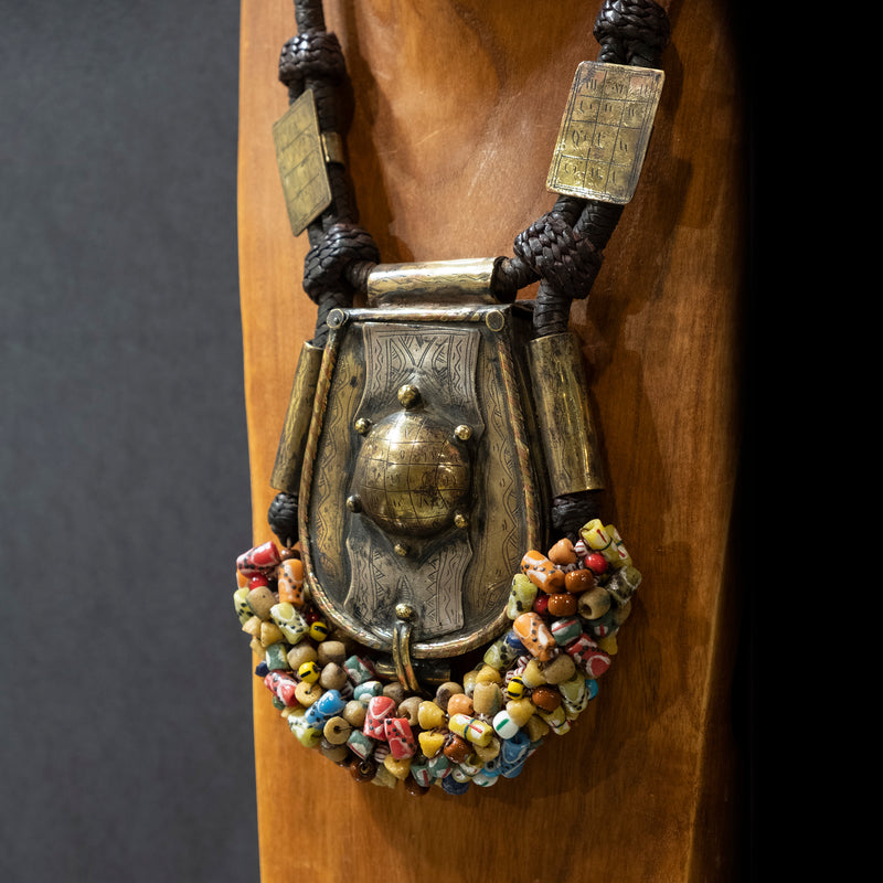 Medium Brass Beaded Box Necklace
