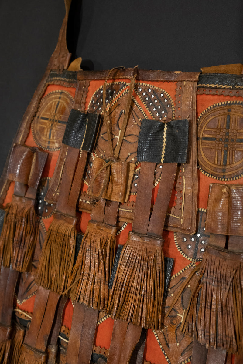 Antique Tuareg Red, Black & Brown Goat Leather Bag