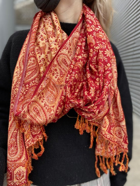 Red Paisley Scarf Hands of the World