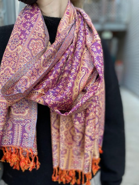 Berry Pink Paisley Scarf