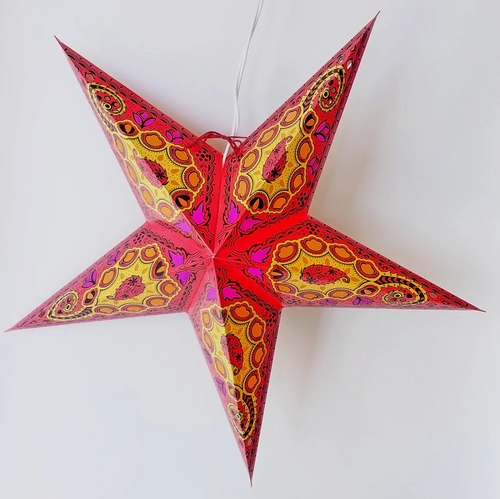 Star Lantern in Red Paisley